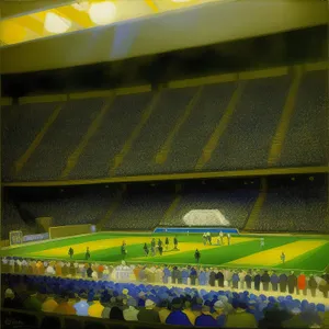 Immersive 3D rendering of futuristic football stadium