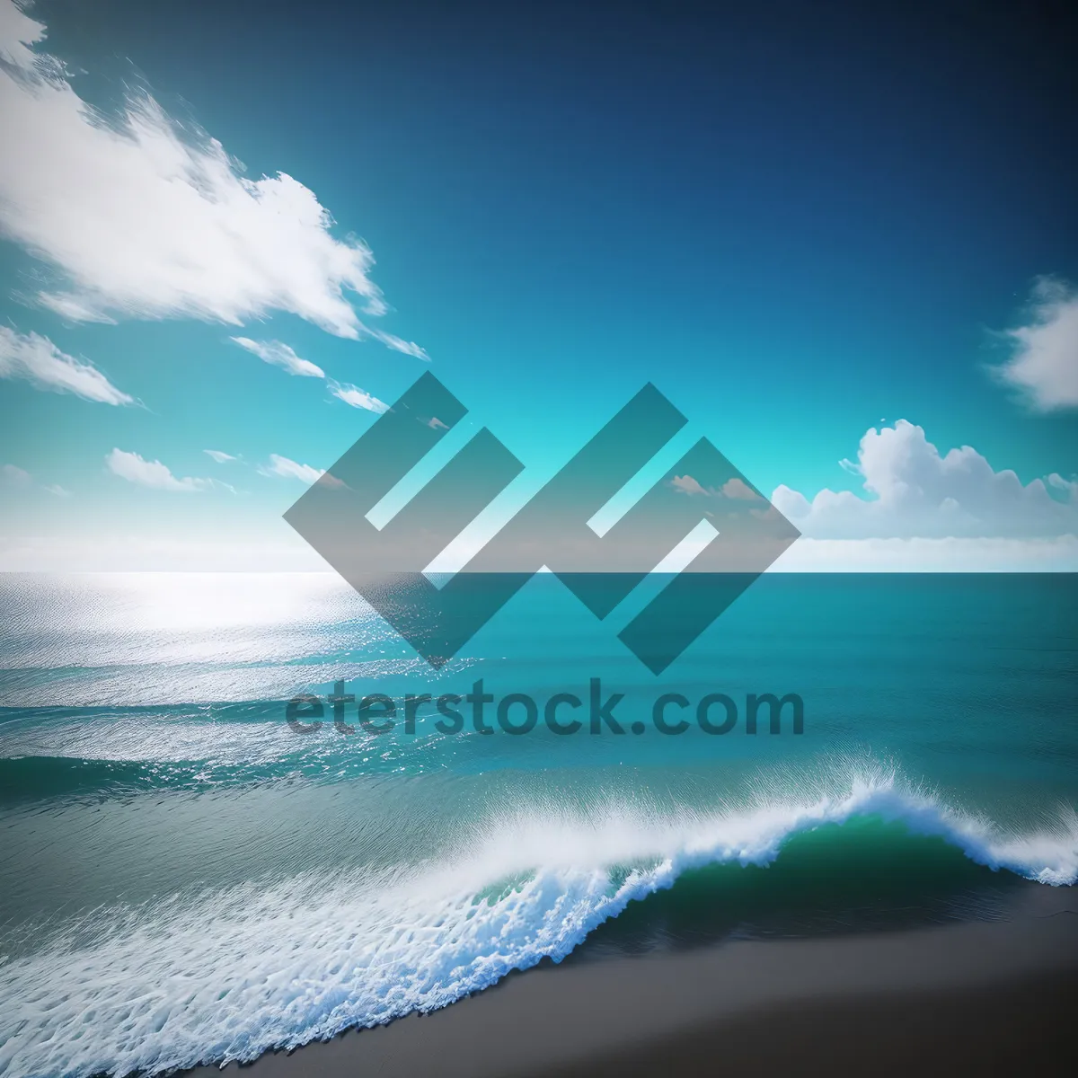 Picture of Serene Seascape: Sun-kissed Beach and Clear Blue Waves