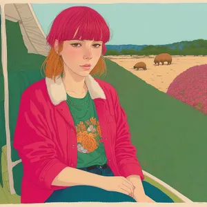 Smiling student lady in casual education lifestyle.