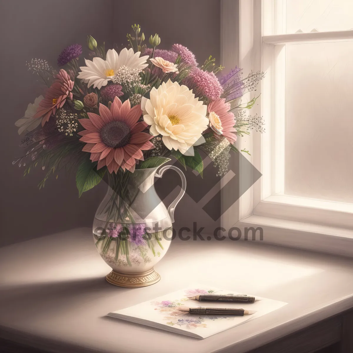Picture of Pink Blossom Bouquet in Elegant Vase