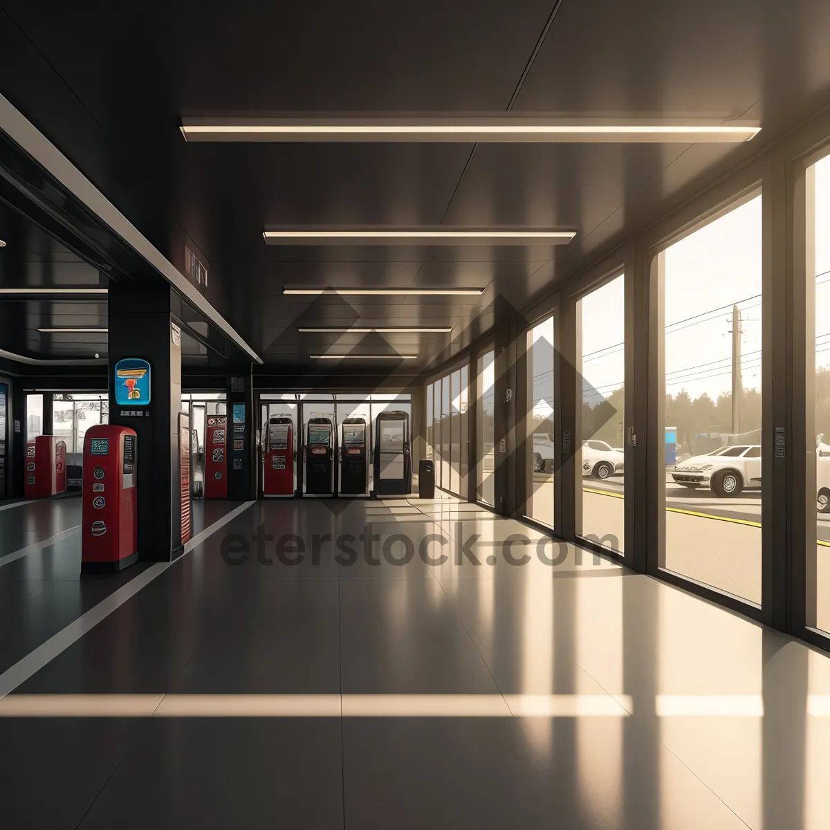 Picture of Sleek Urban Office Hall with Modern Glass Structure