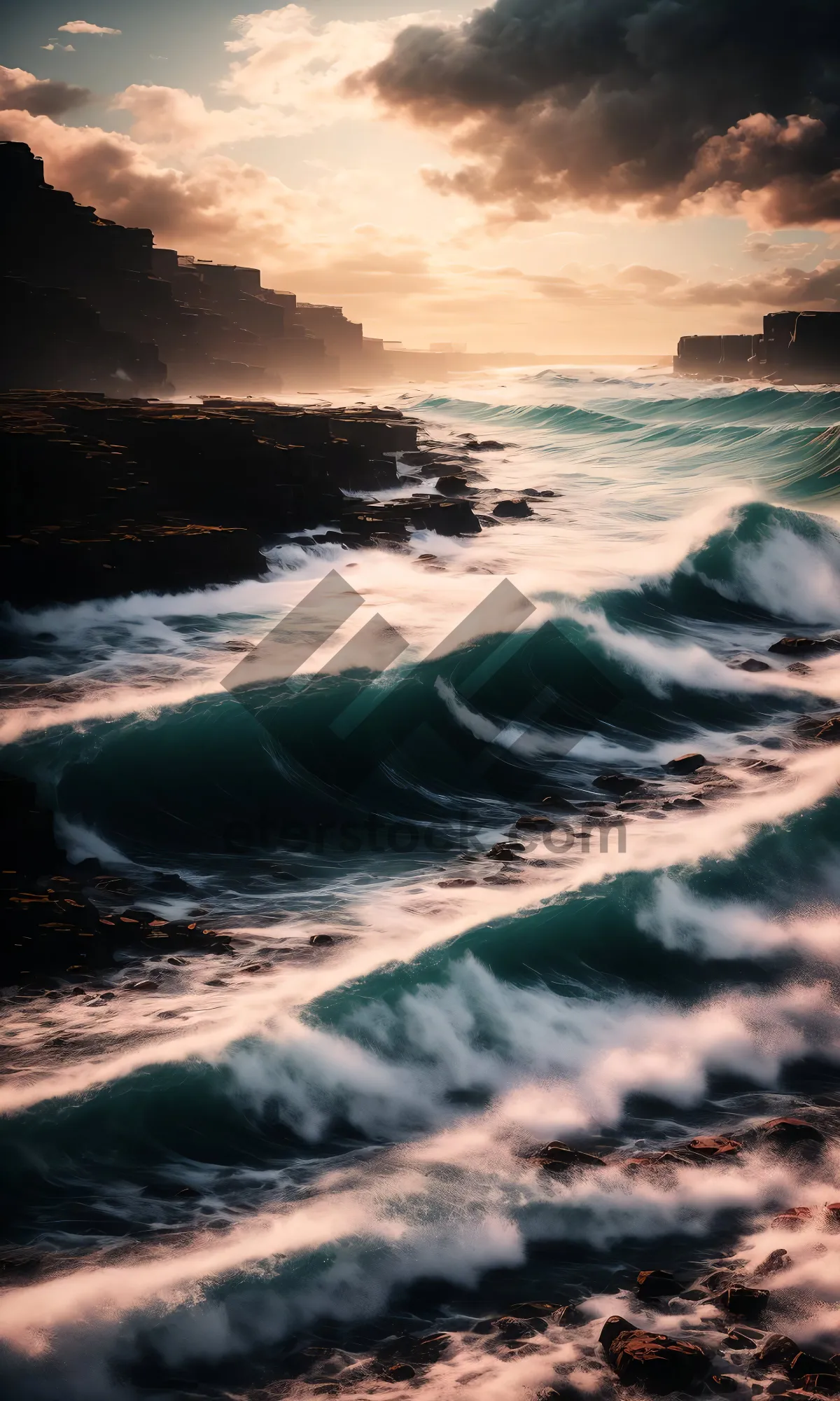 Picture of Serene Tropical Beach with Crashing Waves