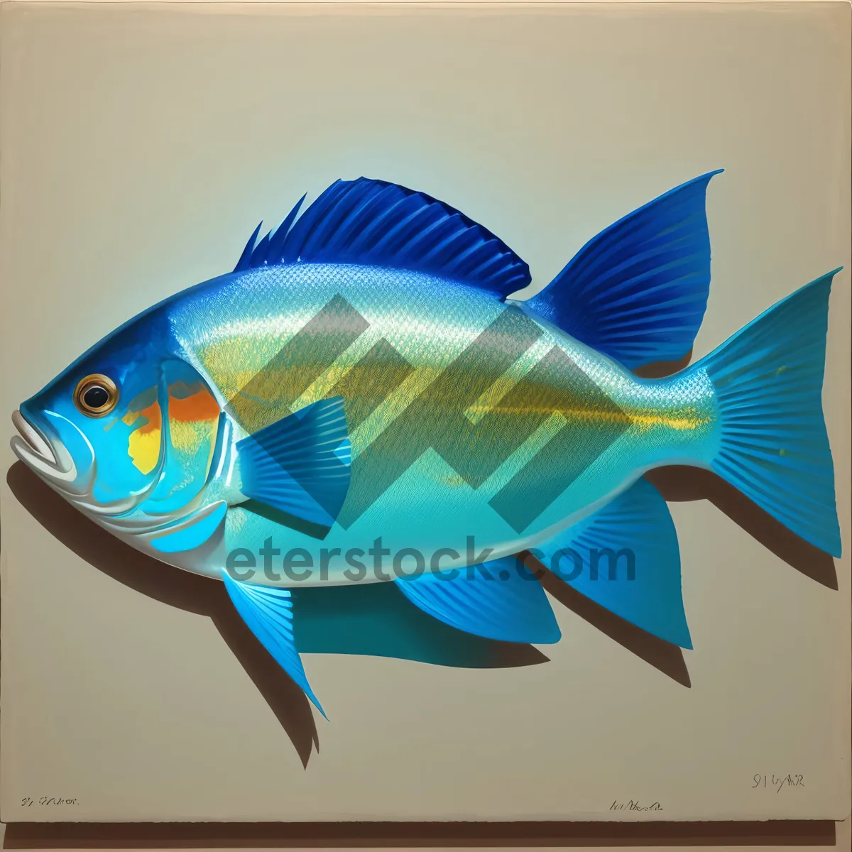 Picture of Tropical Goldfish Swimming in Seawater Aquarium