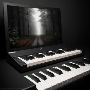 Black Upright Piano Keyboard Synthesizer - Musical Instrument