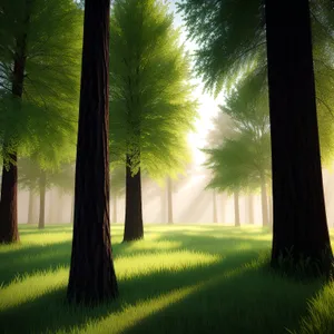 Serene Pathway Amidst Sunlit Forest