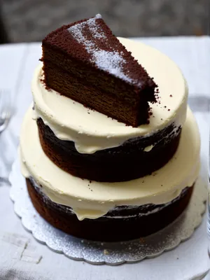 Delicious Gourmet Slice of Chocolate Cake with Fresh Fruit