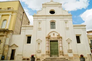 Historic Cathedral Tower in City Skyline