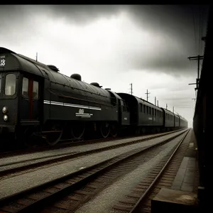 Vintage locomotive on railway tracks