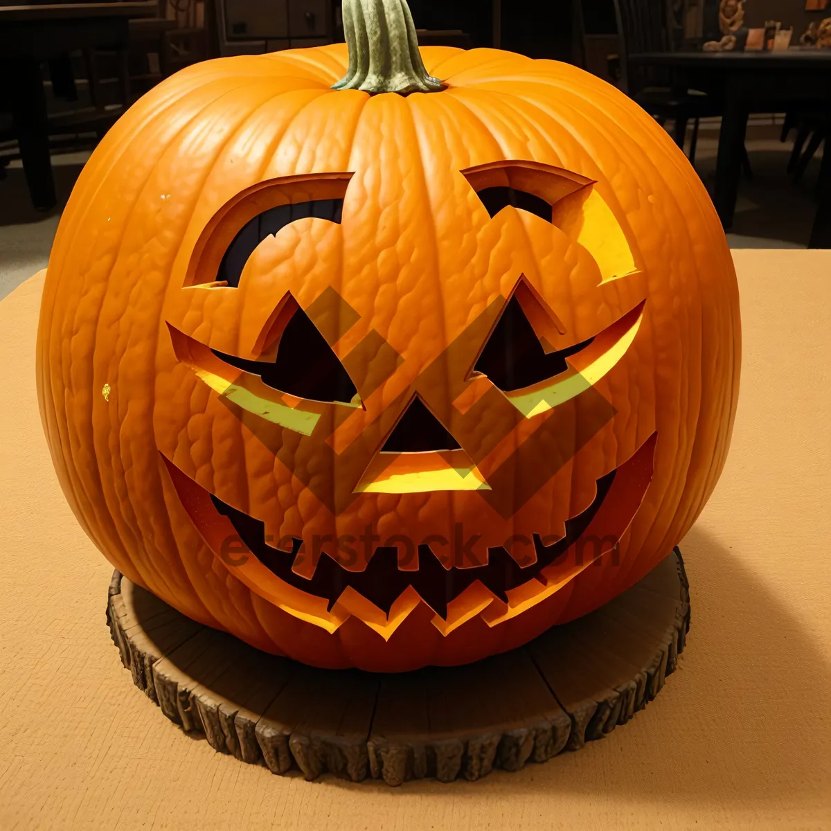 Picture of A Spooky Jack-o'-Lantern Lantern Illuminates the Night