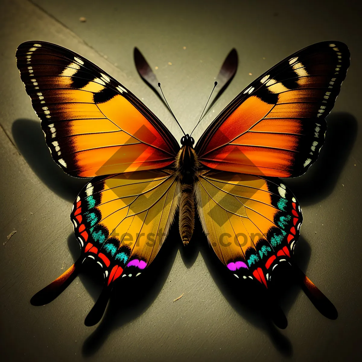 Picture of Colorful Monarch Butterfly Close-up with Spread Wings