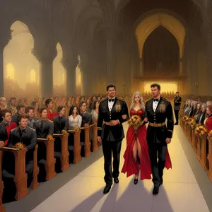 Student choir singing in church hall