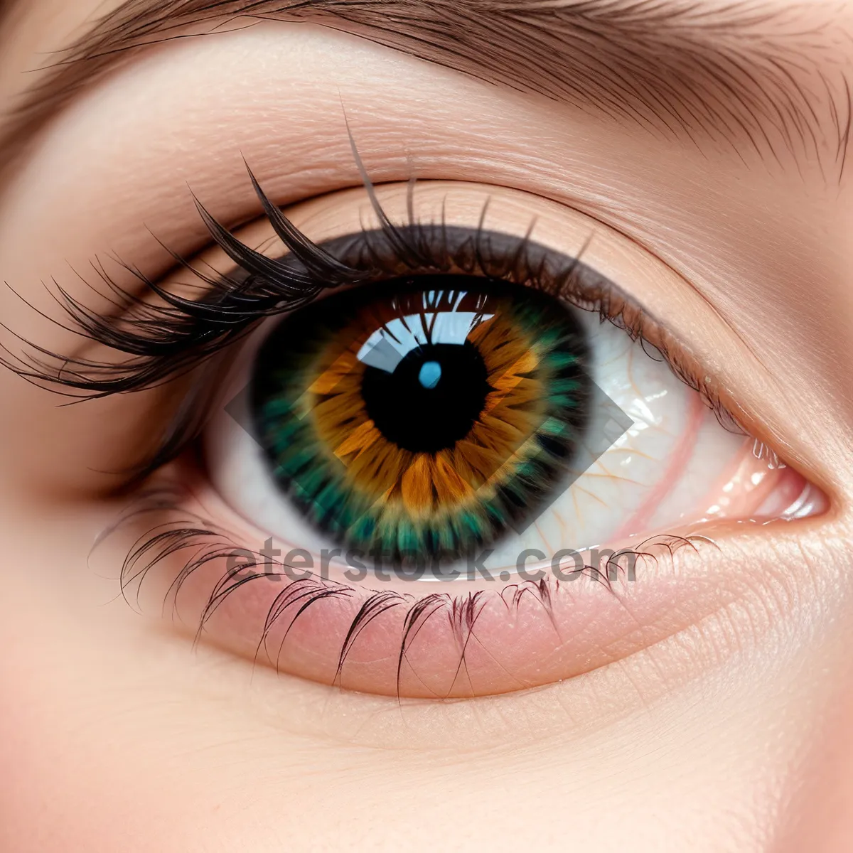 Picture of Closeup of Mascara-Coated Eyelashes Enhancing Eye Beauty