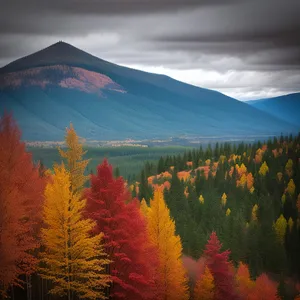 Autumnal Beauty: Majestic Mountains and Serene Lake