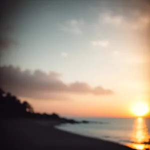 Vibrant Sunset Horizon Over Ocean