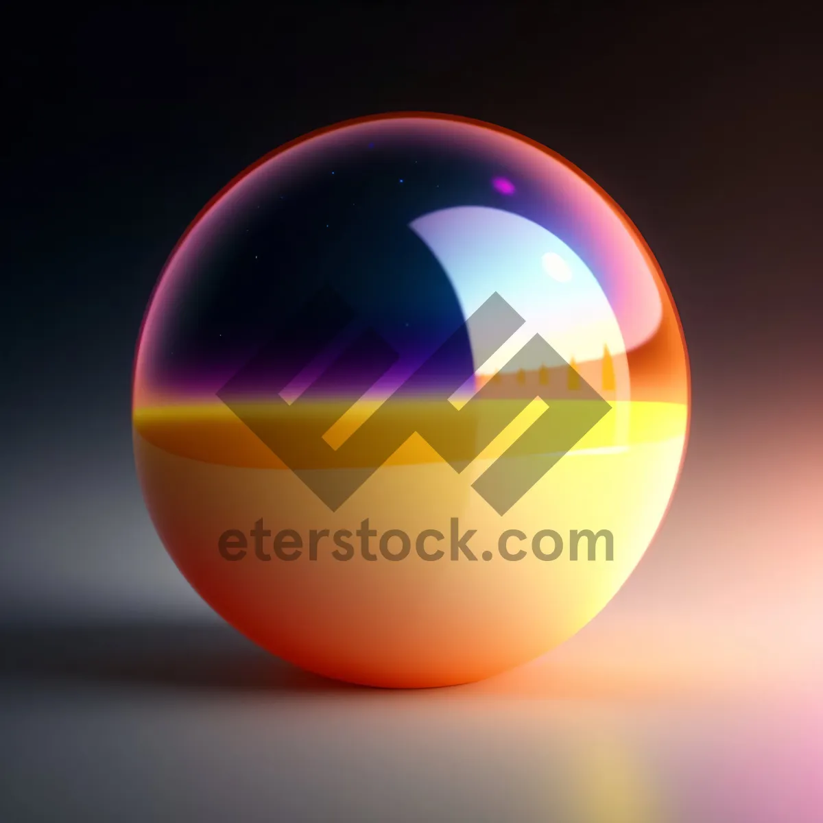 Picture of Shiny Orange Ball: Solid Circle Icon with Reflection