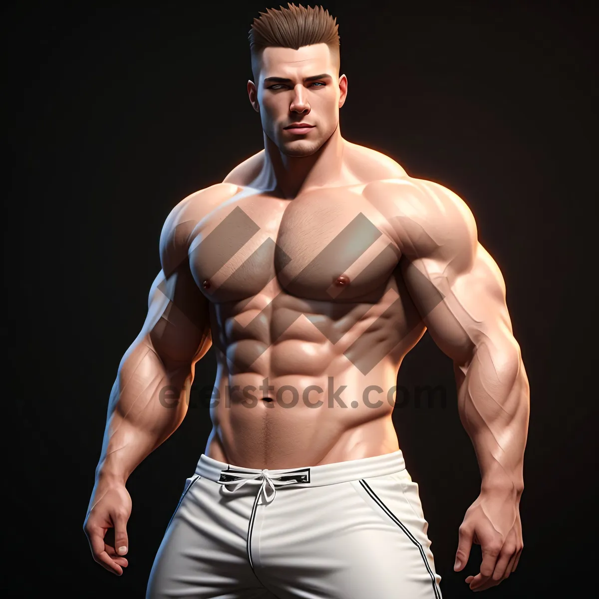 Picture of Muscular Shirtless Man flexing Biceps