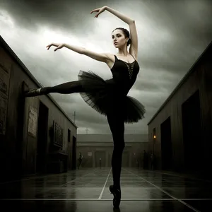 Elegant Dance Pose: Graceful Fitness Performance.