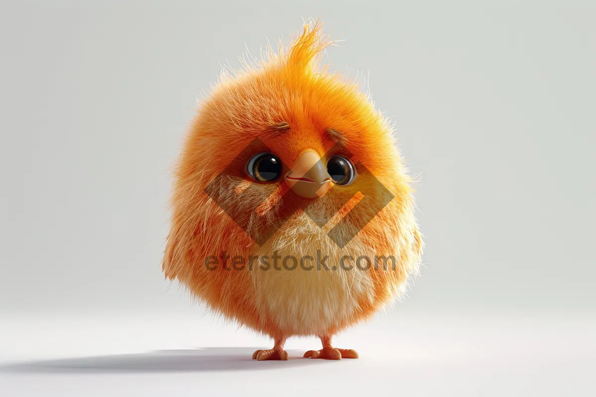 Picture of Fluffy yellow chick looking cute with furry wings.