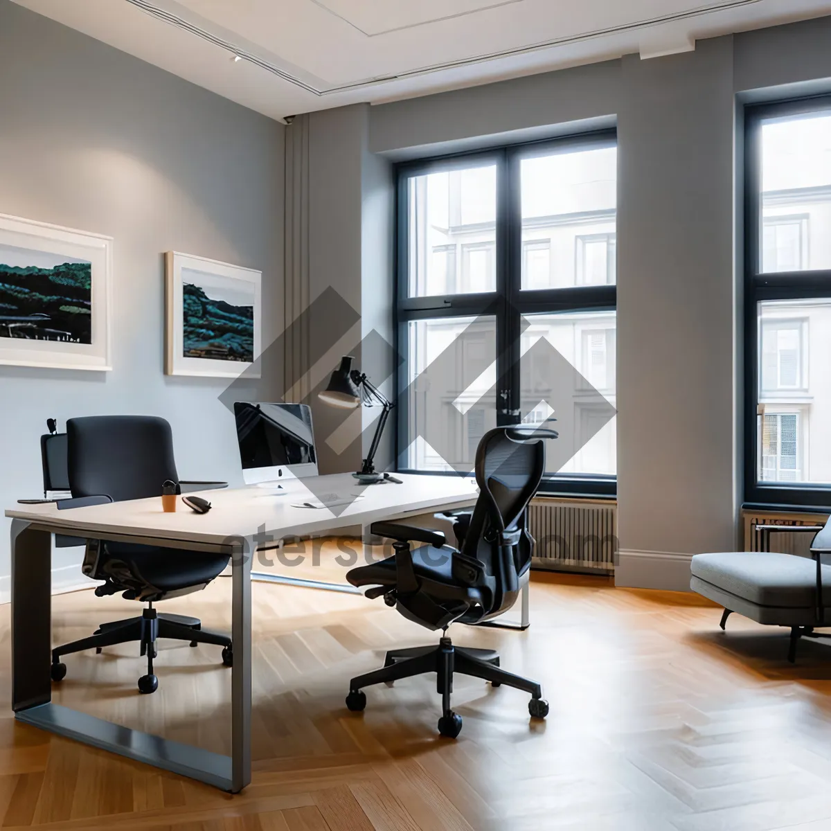 Picture of Modern Luxury Office Interior Design with Wood Furniture
