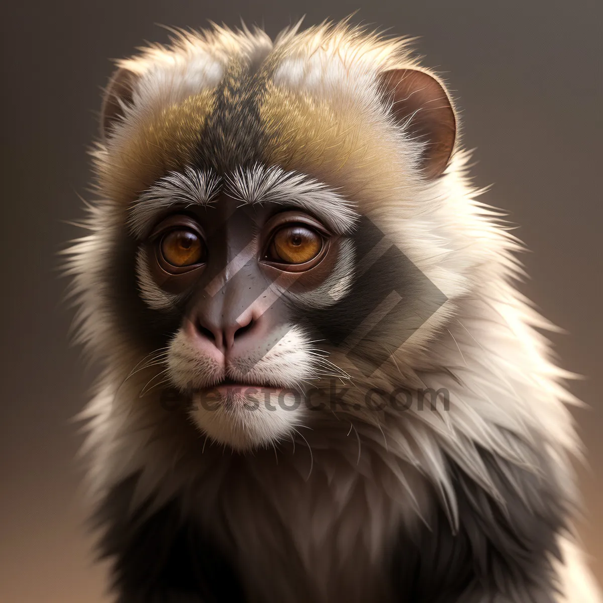 Picture of Furry Wildlife Portrait: Cute Primate with Big Eyes