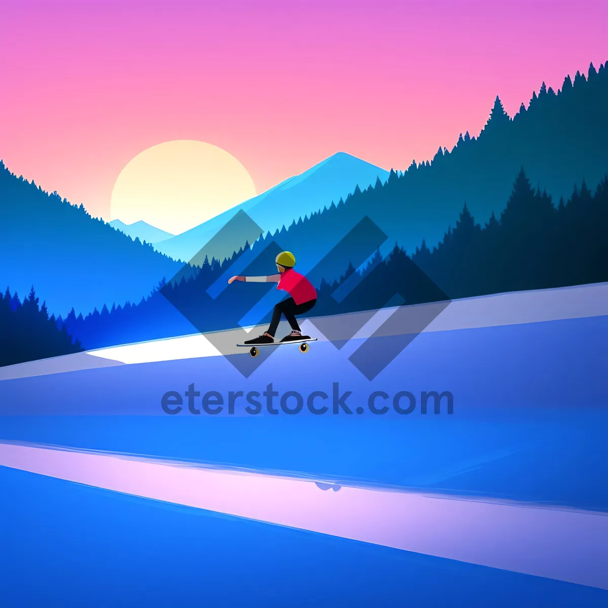 Picture of Majestic Winter Wonderland: Snowy Mountain Slope with Skier.