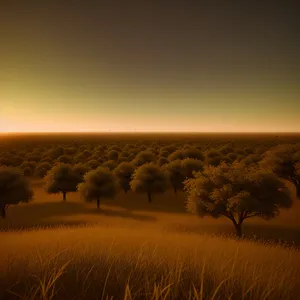 Vibrant Sunset Over Rural Landscape