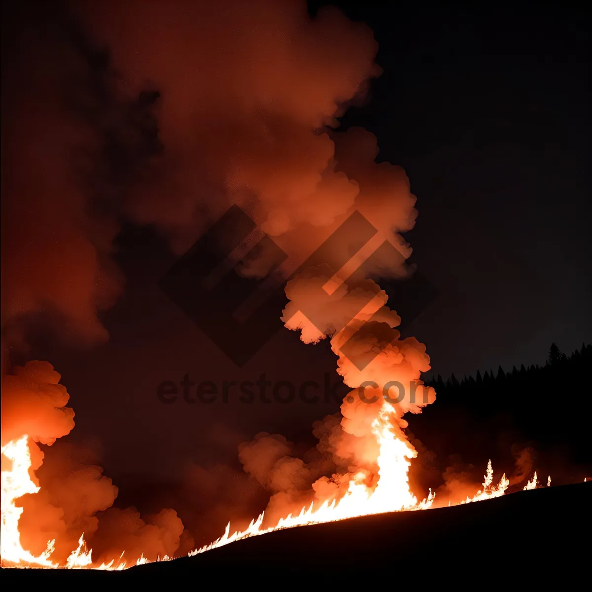 Picture of Blazing Sunset Over Volcanic Mountain: Fiery Celestial Spectacle.