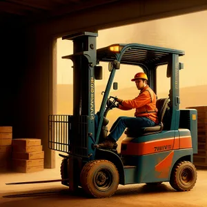 Heavy-duty construction forklift transporting cargo