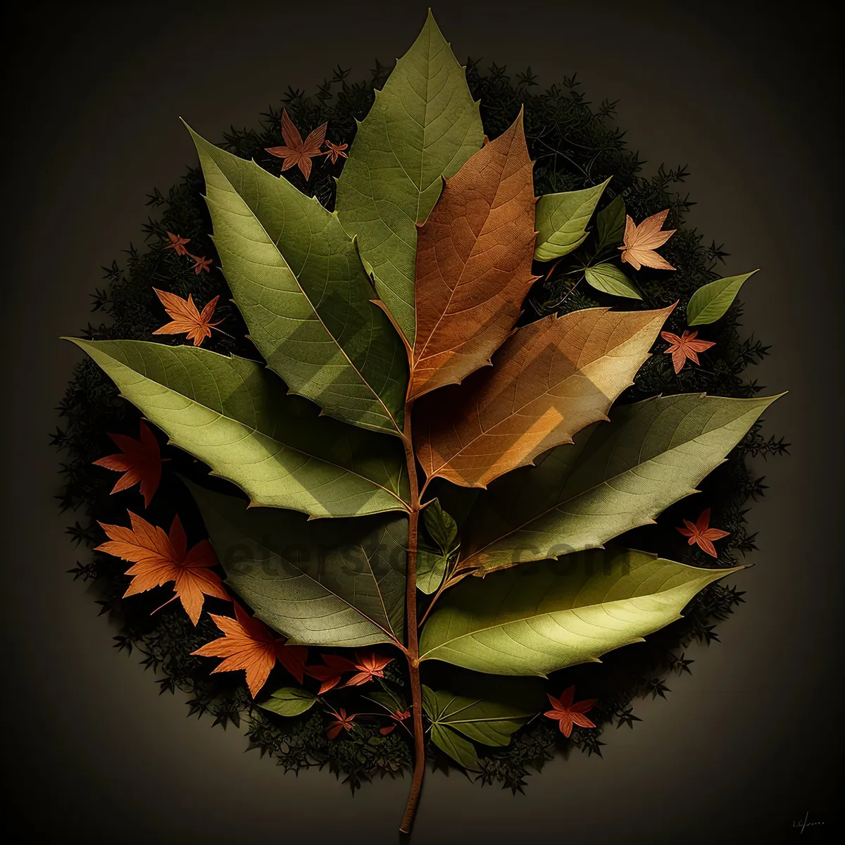 Picture of Autumn Foliage: Vibrant Maple Leaf in Yellow and Orange