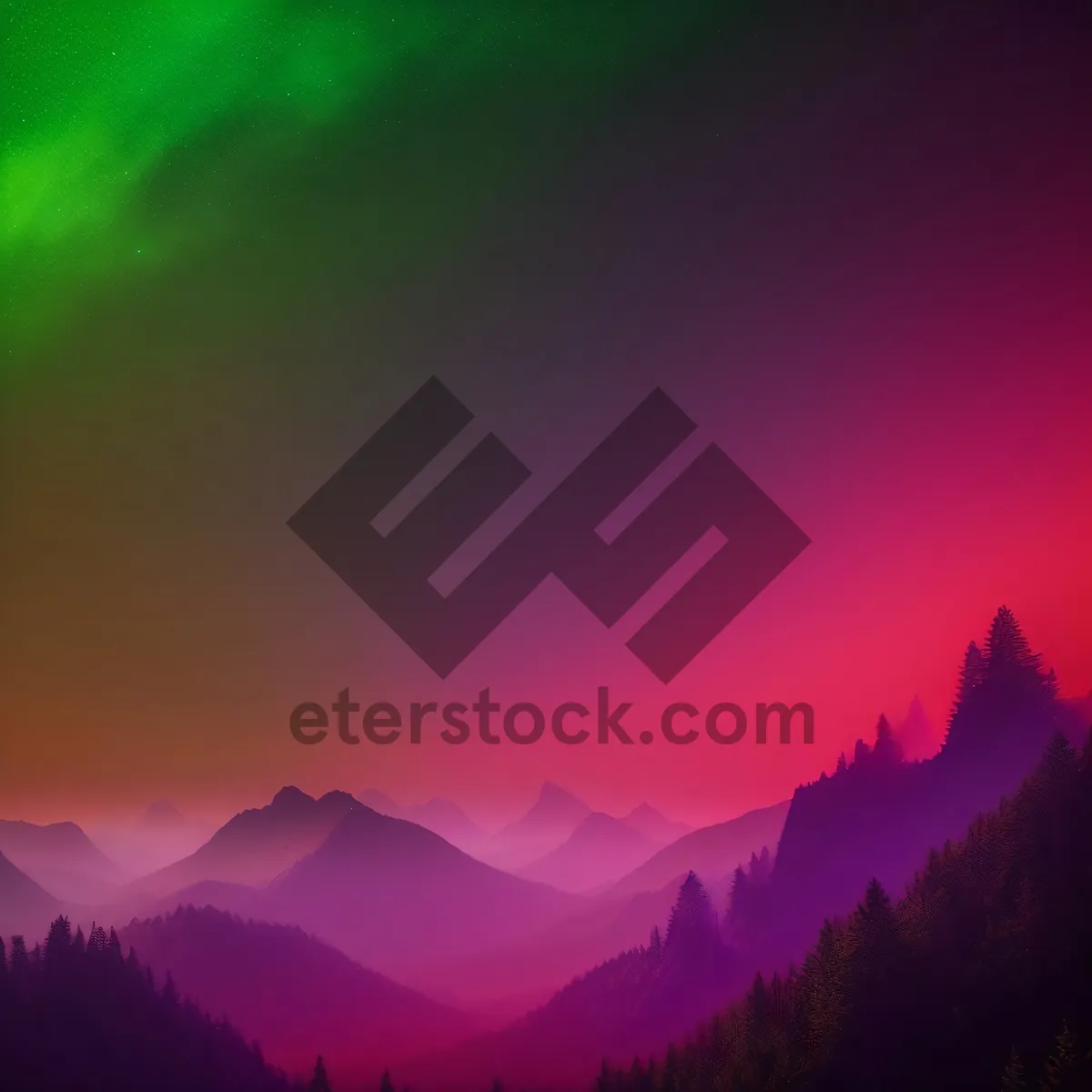 Picture of Vibrant Sunset over Majestic Mountain Range