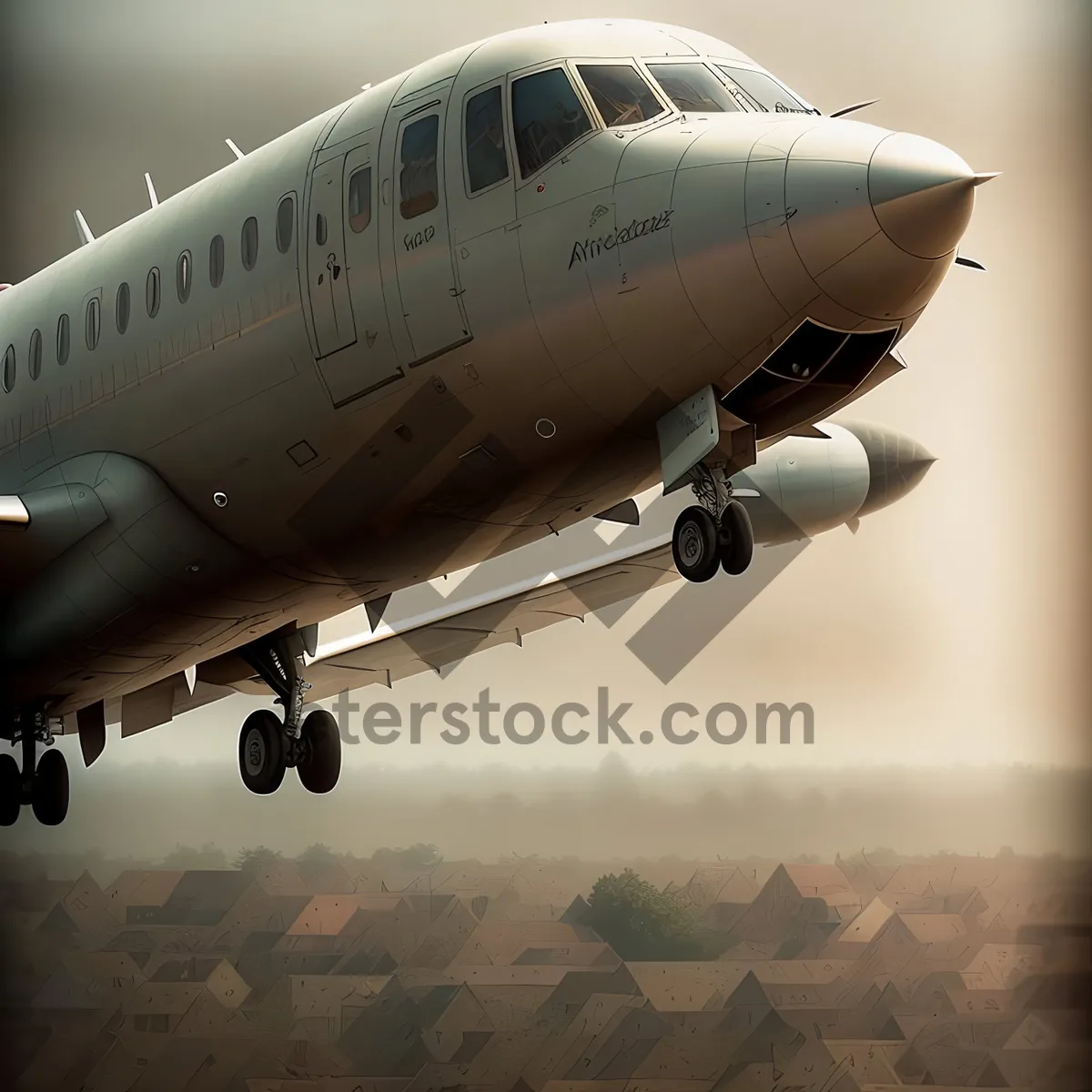 Picture of High-flying Airplane Soaring Through the Skies