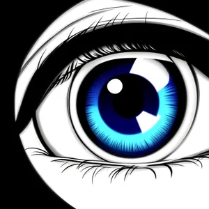 Shiny Eyebrow Icon in Black Circle: 3D Design