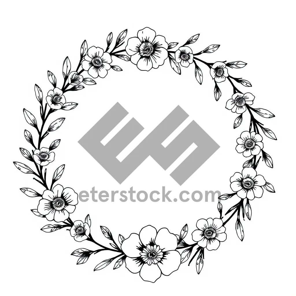 Picture of Vintage floral silhouette design with ornate border pattern