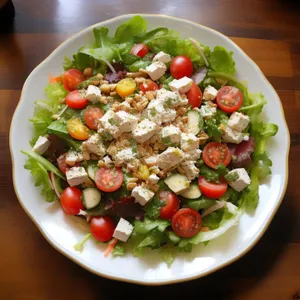 Delicious Gourmet Vegetable Salad with Chickpeas and Lettuce