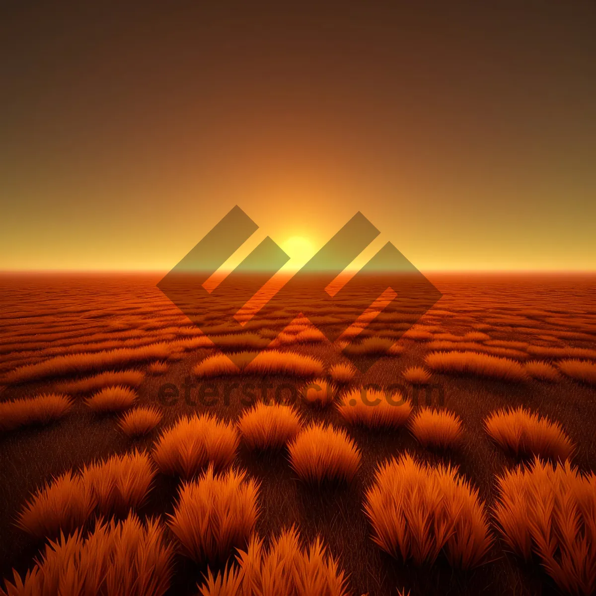 Picture of Golden Horizon: Tranquil Desert Sunset with Vibrant Sky