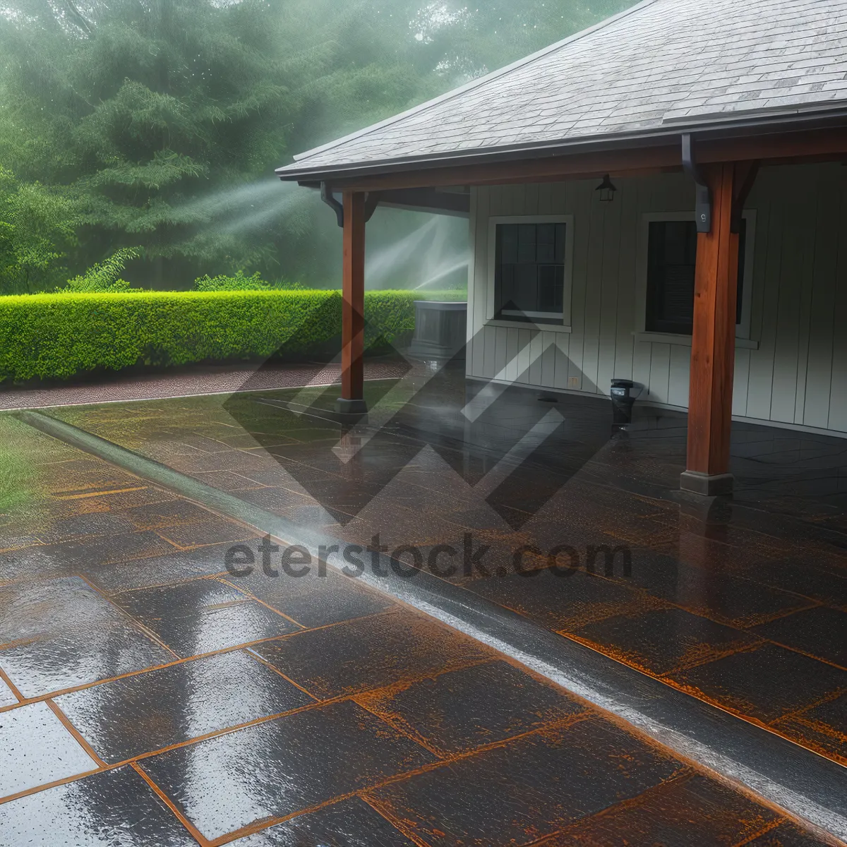 Picture of New Residential Home's Stunning Patio and Garage Area