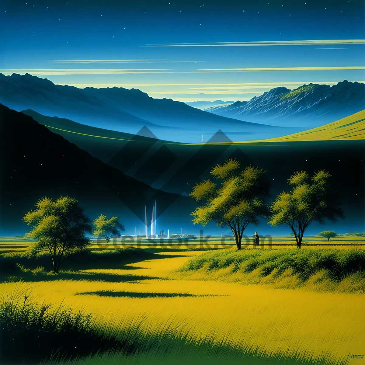 Picture of Serenity over Rolling Hills and Azure Skies