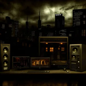 Urban Night Skyline Radio Receiver Amplifier