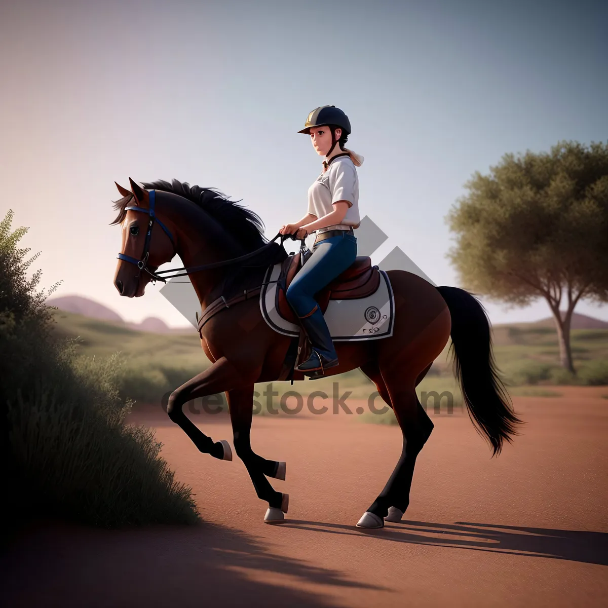 Picture of Graceful Equine Performer in Silhouette