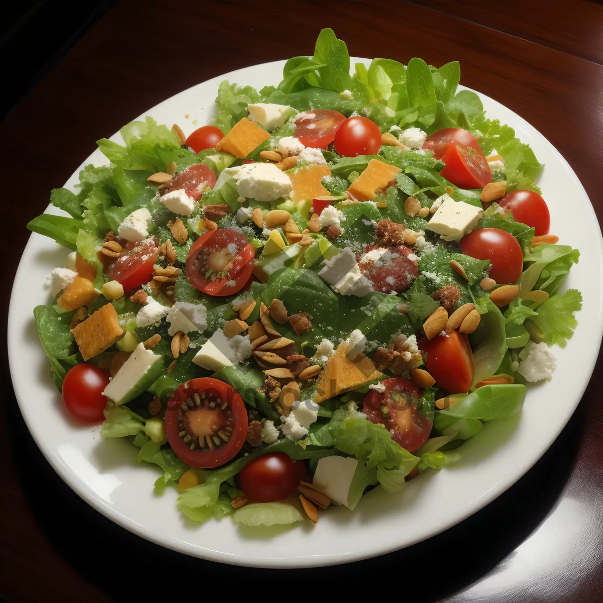 Picture of Gourmet Chickpea Salad with Fresh Vegetables and Cheese