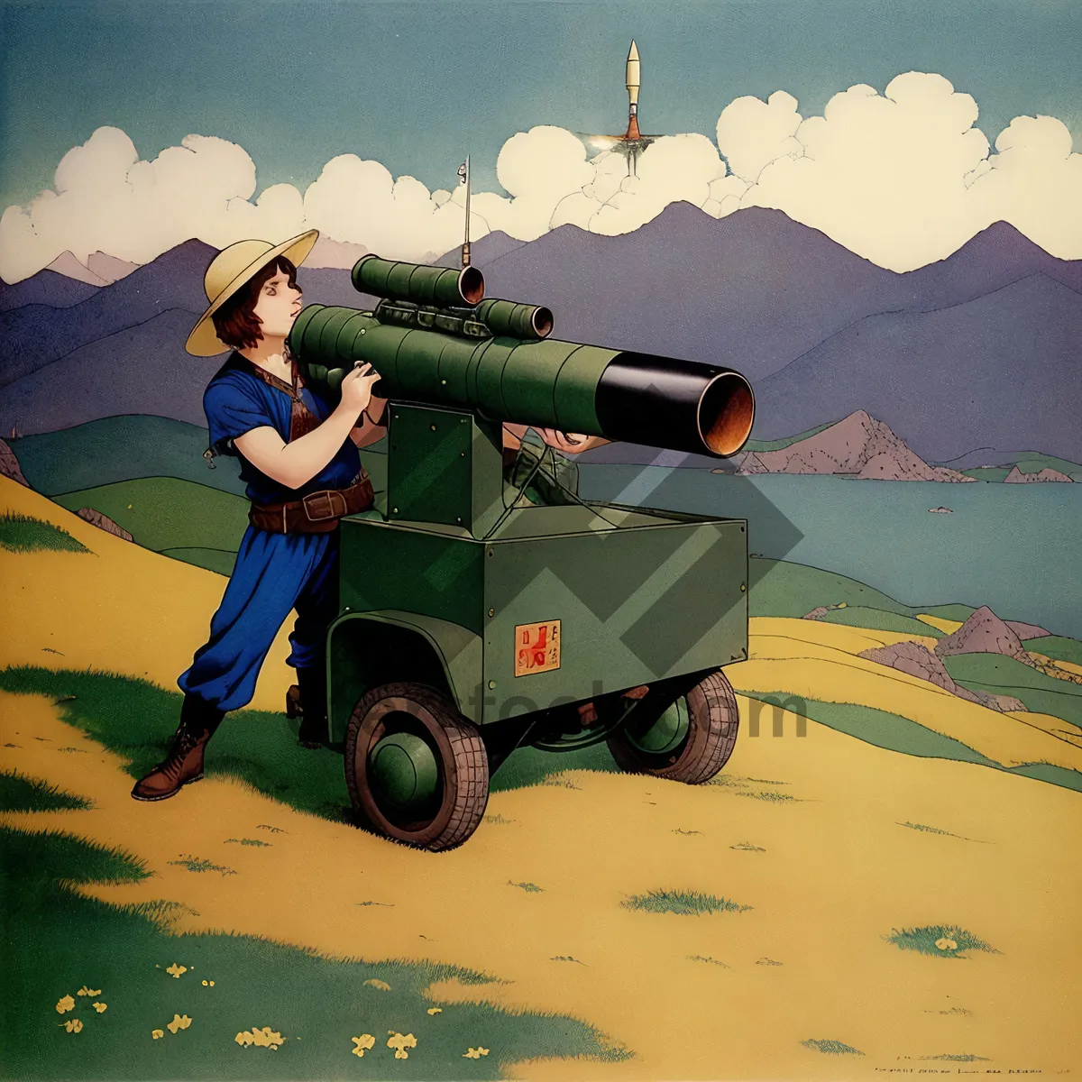 Picture of High-Angle Rocket Launcher in Military Arsenal