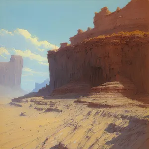 Desert Canyon Landscape with Sandstone Cliffs