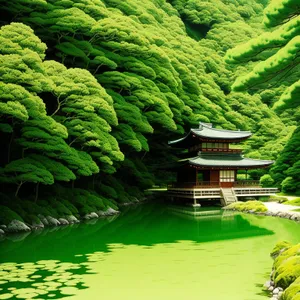 Tranquil Waterfall Amidst Lush Mountain Forest