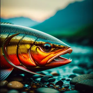 Underwater Fisherman with Bountiful Seafood Catch