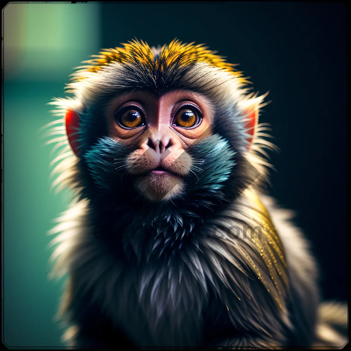 Picture of Playful Primate Posing with Piercing Eyes