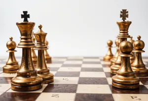 Chess battle of strategy and intelligence on wooden board