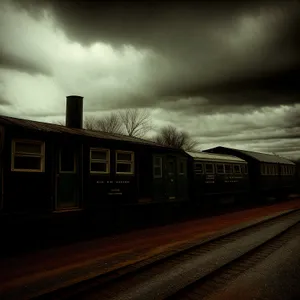 City Transport Hub - Railway Station with Passenger Cars