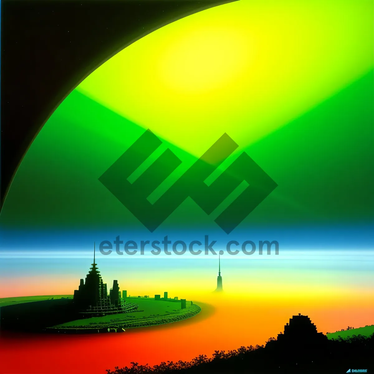 Picture of Golden Horizon: Vibrant Summer Sunset Over Meadow