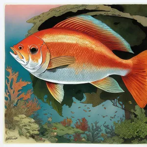 Gleaming Goldfish gracefully swimming in an aquarium.