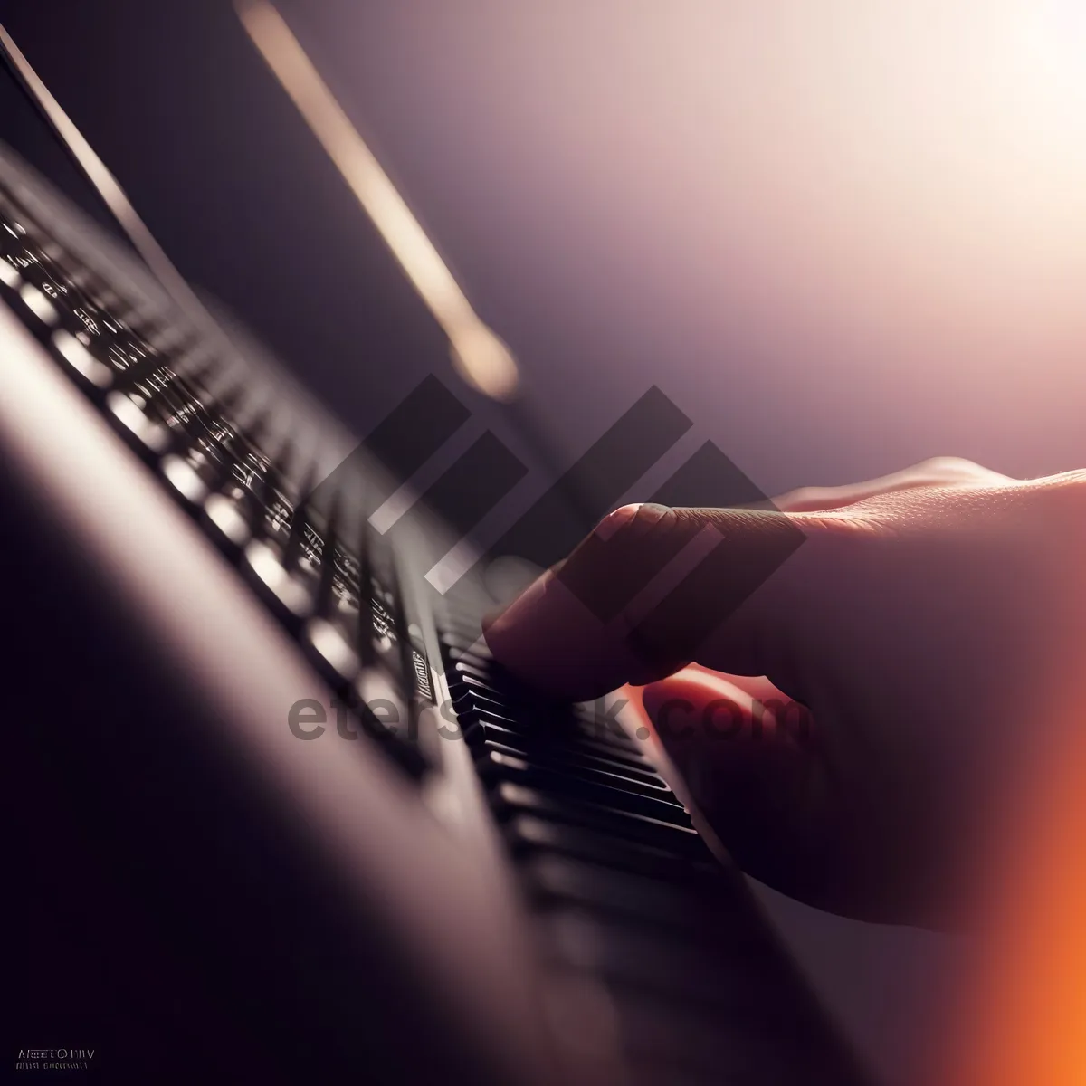 Picture of Tech Office: Hand on Keyboard - Close-Up Business Device